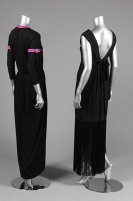 Lot 53 - A Desses style draped black georgette evening...
