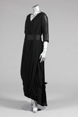 Lot 53 - A Desses style draped black georgette evening...