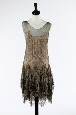Lot 56 - A Callot Soeurs couture black tulle and pearl...
