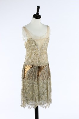 Lot 48 - A Callot Soeurs couture ivory tulle and bronze...