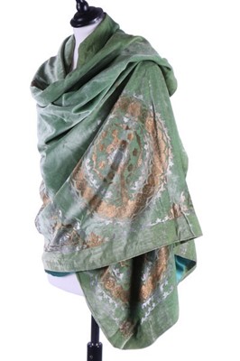 Lot 59 - A Maria Gallenga stencilled jade-green velvet...