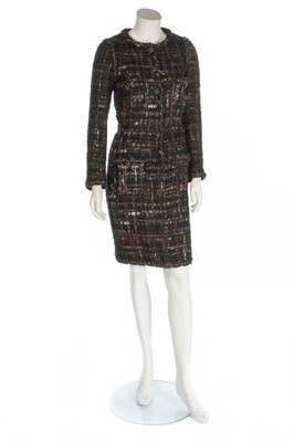 Lot 35 - A Chanel Lesage metallic tweed faux suit dress,...