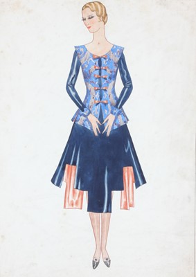 Lot 123 - Elliot Hodgkin fashion sketches, circa 1928-9,...