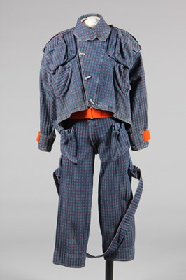 Lot 216 - A Westwood/McLaren blue and red chequered denim ensemble, Hypnos collection, Spring-Summer 1984