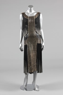 Lot 220 - A beaded and embroidered black chiffon flapper...