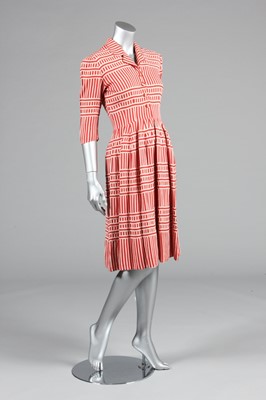 Lot 398 - A Balenciaga couture red and white striped...