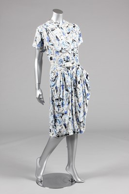 Lot 403 - A 'Renoir' print day dress, late 1940s, with...